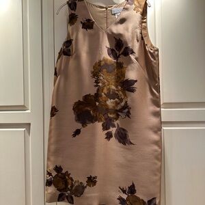 Floral Sleeveless Dress - Cream and Brown
